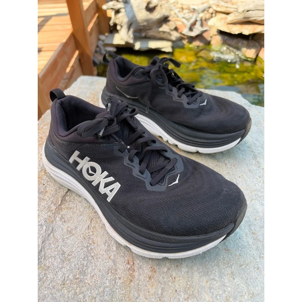 Hoka Gaviota 5 Wide Black White Mens 8.5 2E Stability Running Shoes 1134234 BWHT